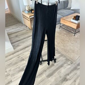 12th Tribe Chamberlain Black Ribbed Flare Pants